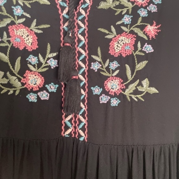 Arizona Jean Company Boho Floral Embroidery Babydoll Mini Dress Large - Picture 4 of 8